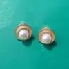 Stud Earrings Elegant Vintage Matte Gold White Pearl Metal Ear Studs For Women Girls Party Jewelry HUANZHI 2023 Autumn Winter