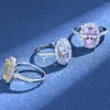 Küme Yüzükleri S925 Gümüş Yüksek Karbonlu Elmas Kadınlar 5.6Ct Oval Yüzük Kadın 8 12mm Yumurta Tasarımı Lüks Takı Kız Hediye Lady Party