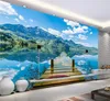 壁紙3D壁紙自然景色青い空橋湖po壁壁画roomテレビソファソファソファ壁の壁3 d