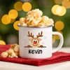 Mugs Personlized Deer Christmas Enamel Cups Custom Name Cocoa Chocolate Sibling Mug Drink Jiuce Handle Mugs Xmas Gifts for Child 231123