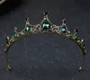 Coiffures Vintage Couronne Nouvel Alliage Vert Diamant Couronne Noble Mariée Cristal Chapeaux En Gros