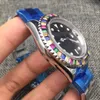 Projektantka W pełni automatyczna zegarek 40 mm, kolorowy ręcznie robiony diamentowy tarcza AAA wysokiej jakości składanie klamry Sapphire Szklany Prezent Świąteczny