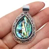 Pendant Necklaces Semi-precious Stone Shell Drop-shaped Tiger Eye Abalone Charms For Jewelry Making Wholesale