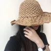 Szerokie brzegowe czapki kobiety składane ręcznie robione słomkowe splot filtrowy czapkę czapkę plażową sunhat sunhat sumer ca