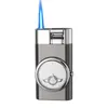 Lighters 2023 New Metal Jet Flame Lighter Butane Torch Windproof Cigar Gadget Men Smoking Accessories Cigarette