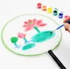 24cm DIY Blank White Silk Hand fãs estudantes crianças mãos pintando programas de belas artes do palácio chinês Round Fan Dh86