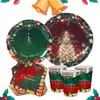 Cappelli da festa Buon Natale Stoviglie usa e getta Piatti Decorazione tazza per la casa 2023 Forniture natalizie Navidad Anno 231122