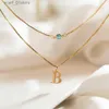 Pendant Necklaces Customized layered letter birthstone necklace personalized initial necklace with birthstone double layered birthstone necklaceL231123