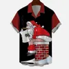 Мужские повседневные рубашки Рождественская одежда Мужская рубашка Топы с короткими рукавами 3d Рубашка с рисунком Санта-Клауса Мужская и женская одежда больших размеров 231122