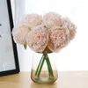 Fleurs décoratives Home Decor Bouquet Hortensia Florals Faux Fleur Artificielle Pivoine 5 Têtes