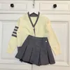 Designer de luxo crianças fatos de treino menina outono saia roupas de bebê tamanho 100-160 camisola cardigan e vestido plissado nov25