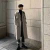 Trench da uomo Oversize Giacca a vento da uomo Tendenza coreana di media lunghezza Bello sopra il ginocchio Cappotto britannico Autunno Inverno Coppia elegante mantello CappottoL231123