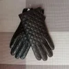 Comfortable designer glove woman sheepskin leather glove travel party outdoor ladies warm trendy popular black gloves simple letter diamond check zb108