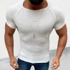 Jaquetas masculinas Camisa de malha de malha/verão Homem cor sólida cor de gola redonda de manga curta de manga curta Muscle mass