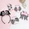 Acessórios de cabelo Bonito Tartan Bow Nylon Bebê Headband Fita Meninas Pearl Hoops Kid Plaid Clips Pins