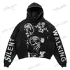 Heren hoodies sweatshirts Devil's Sickle High Street katoen bedrukte hoodie nieuwe losse straat harajuku trui heren en dames zwarte trui y2k top T231123