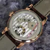 Montres-bracelets Montre de luxe Tourbillon Manipulateur manuel multifonctionnel Bracelet en cuir de crocodile étanche Robe Tianjin St8001