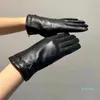 luxury designer gloves mittens for women letter real leather with push winter keep warm thicker windproof genuine sheepskin five fingers gloves fashion