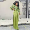 Calças femininas de duas peças roupas africanas para mulheres outono elegante manga longa com decote em v impressão 2 top pant conjuntos de correspondência roupas