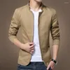 Herenjacks 2023 Bomber Jacket Spring en Autumn Hombre Sportswear Slim Stand Collar Coats Manne Dunne Outerwear Streetwear Q141