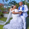 Stor plus -storlek Mermaid Wedding Dress African Nigeria Off Shoulders Ruffles Bottom Garden Bridal Gowns 2023 Vestido de Casamento Country Robe de Mariee Noiva
