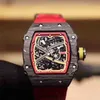 Richard's Milles Business Luxury Mens Mechanics Watches Leisure Wristwatch Rm67-02 Fully Automatic Mechanical r Watch Carbon Fiber Cloth Band Men'