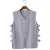 Ethnic Clothing Traditional Chinese For Men Top Vest Tang Suit Cotton Linen Solid Sleeveless China Style Fashion Shirt Plus M-4XL