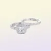 Yhamni 100 925 Anillo de plata Anillo blanco Cz Conjunto de lujo Vintage Banda de boda Promesa Anillos de compromiso Regalo de joyería para mujeres Kr293 J193687511