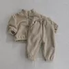 衣類セット秋の冬の幼児の男の子の女の子スポーツスーツ子供服フリース固体パーカー幼い女の子服2pcs