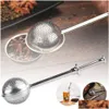 Coffee Tea Tools Stainless Steel Infuser Balls Sphere Mesh Telescopic Teas Strainer Sugar Flour Sifters Filters Interval Diffuser Dhne1