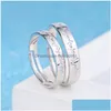 Bagues de bande Heart Beat Ring Band Sier ouvert réglable Couple anneaux pour femmes hommes fiançailles mariage bijoux de mode sera et Drop Deliv Dh3Tj