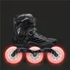 Patins à roulettes en ligne Ptines de patinage sur route de rue avec roues brillantes LED de 110 mm pour jeunes garçons et filles, baskets de vitesse NOIR BLANC 3X110 231122