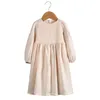 Robes de printemps pour filles, robe de princesse en coton et lin coréen, vêtements décontractés solides pour enfants, 2023