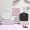 Trousse de maquillage en cuir imperméable à l'eau, sac à cosmétiques avec miroir lumineux LED 3 couleurs, étui de train de maquillage pour femmes, voyage Portable 231122