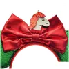 Hair Accessories Chirstmas Bow Headband Sequin Big Bows Headwear Mouse Ear Hairband Hoop Drop Delivery Baby Kids Maternity Otpva