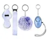 4 piece t Fashion Defense Keychains Set Pompom Alarm Keychain Lipstick Holder And Wristband For Woman Men Self-defense Keyring