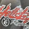 Herrtröjor tröjor hellstar grå vintage tvätt fram och bakbrev graffiti tryck high street 1 1 överdimensionerade par sport hoodie t231123