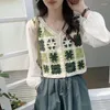 Damen Blusen Mädchen Kawaii Vintage Chiffon Nähte aushöhlen Jacquard Weave Button Up Spitzenbluse Damenmode Casual Cute Female Tops