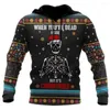남성용 후드 2023 크리스마스 두개골 3D 프린트 스웨터 가을 패션 셔츠 남성 휴가 의류 스트리트웨어