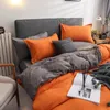مجموعات الفراش ألوان الصلبة مجموعة برتقالية رمادية رمادية واحدة مزدوجة السرير الكتان غطاء حاف حاف لا حشوات الأطفال البالغين المنسوجة 231122
