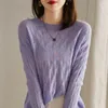 Maglioni da donna Abbigliamento 2023 Autunno e inverno Pullover con scollo a O con onda a foglia Scavata Maglione in pura lana Top Recensione