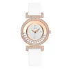 Montres-bracelets Diamond Ball Dial Femmes Quartz Montre Exquise Minimaliste Dames Montres Design Cuir Poignet Cadeaux