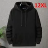 Felpe con cappuccio da uomo Felpe tinta unita da uomo 12XL 10XL Plus Size Autunno Inverno Felpa con cappuccio in pile spesso Uomo Pullover con cappuccio grande Nero 231122