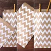 Emballage cadeau 2550100pc Sac de friandises biodégradable Party Favor Sacs en papier Chevron Polka Dot Stripe Print Craft Bakery Bag 230422