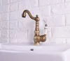 Bathroom Sink Faucets Deck Mounted Kitchen Vessel / Antique Brass Basin Mixer Tap Swivel Spout Vanity Faucet Wsh120