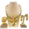 Collana Orecchini Set Gioielli da donna Bracciale con anello placcato in oro Accessori moda per la Nigeria H00211