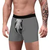 Caleçons sous-vêtements pour hommes boxeurs slips 3D éléphant imprimé drôle nouveauté Boxer Sexy mâle marque respirant culotte