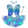 LED Swordsguns Dzieci Costume Props Dziewczęce skrzydła zabawki Luminous Butterfly Dekoracja Magic Stick Performance spódnica 231123