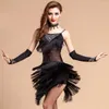 Stage Wear 2023 Costume da ballo latino 3 pezzi (guanti collana vestito) Regatas Femininas Abbigliamento fitness arancione / nero / rosa / rosso