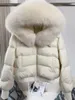 Giubbotti da donna 2023 Piumino d'anatra Cappotto Vera pelliccia di procione Colletto grande Giacca invernale Donna Naturale Caldo Allentato Capispalla di lusso Streetwear 231123